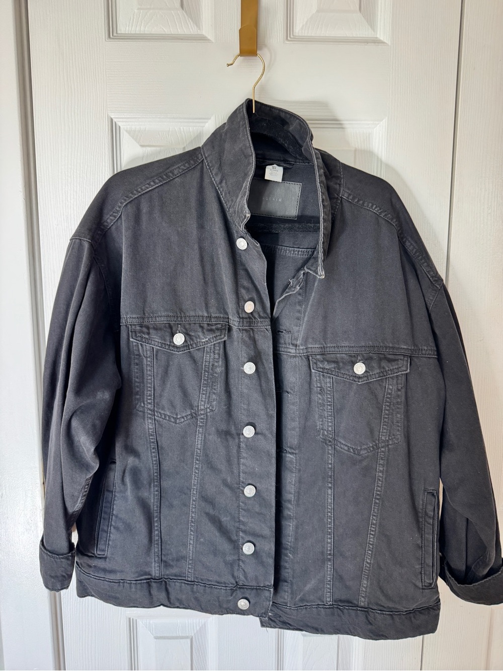 HM Washed Black Oversized Denim Jacket  women’s Medium